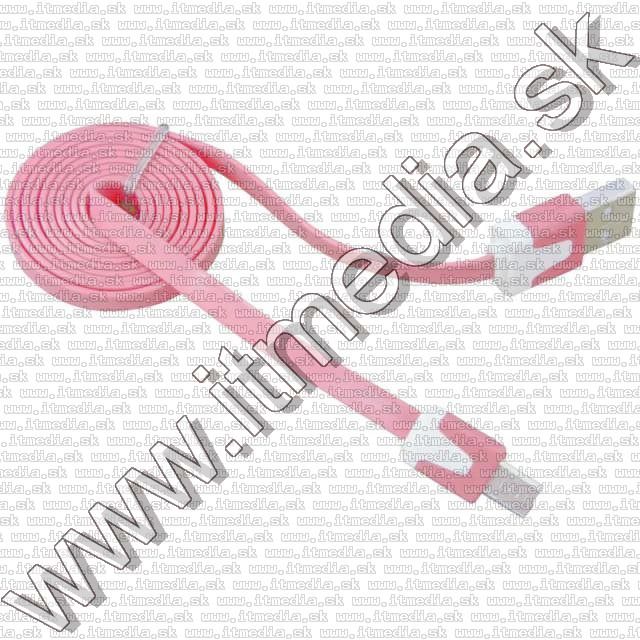 Image of USB - microUSB kábel 1m *Lapos* Rózsaszín (IT10755)